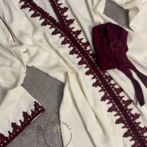Jabador pour femme en blanc et bordeaux